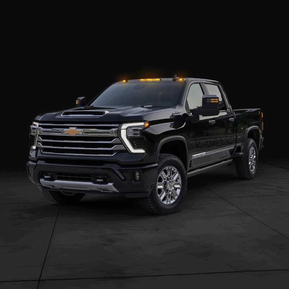 GMC & Chevy 20-24 (4th GEN Body Style) Heavy-Duty (3-Piece Set) Smoked Cab Roof Light Lens with RGB (Multi-Colored) High-Power LED's - (Attn: This cab light kit replaces OEM factory installed cab roof lights)