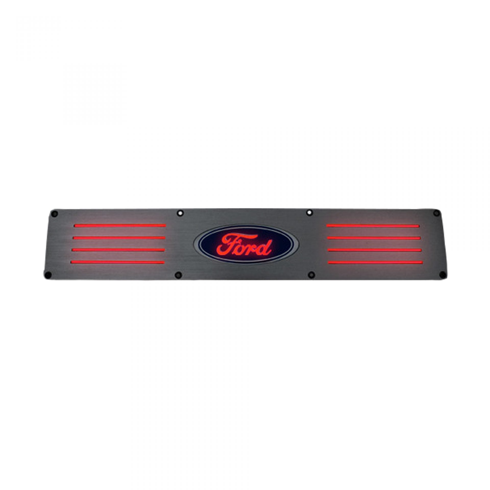 Ford Super Duty 99-16 Fits 4-Door Super Crew Rear Doors Illuminated Door Sill Brushed Finish Red