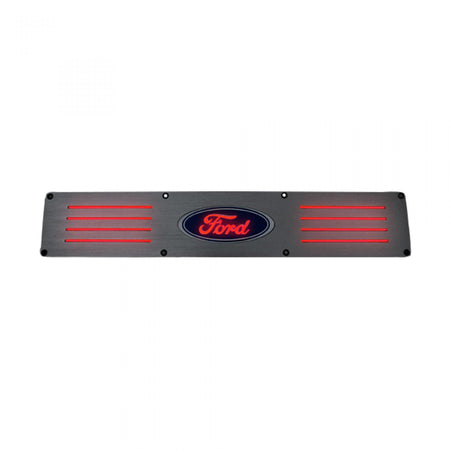 Ford Super Duty 99-16 Fits 4-Door Super Crew Rear Doors Illuminated Door Sill Brushed Finish Red