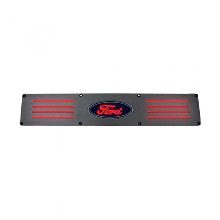 Ford Super Duty 99-16 Fits 4-Door Super Crew Rear Doors Illuminated Door Sill Brushed Finish Red