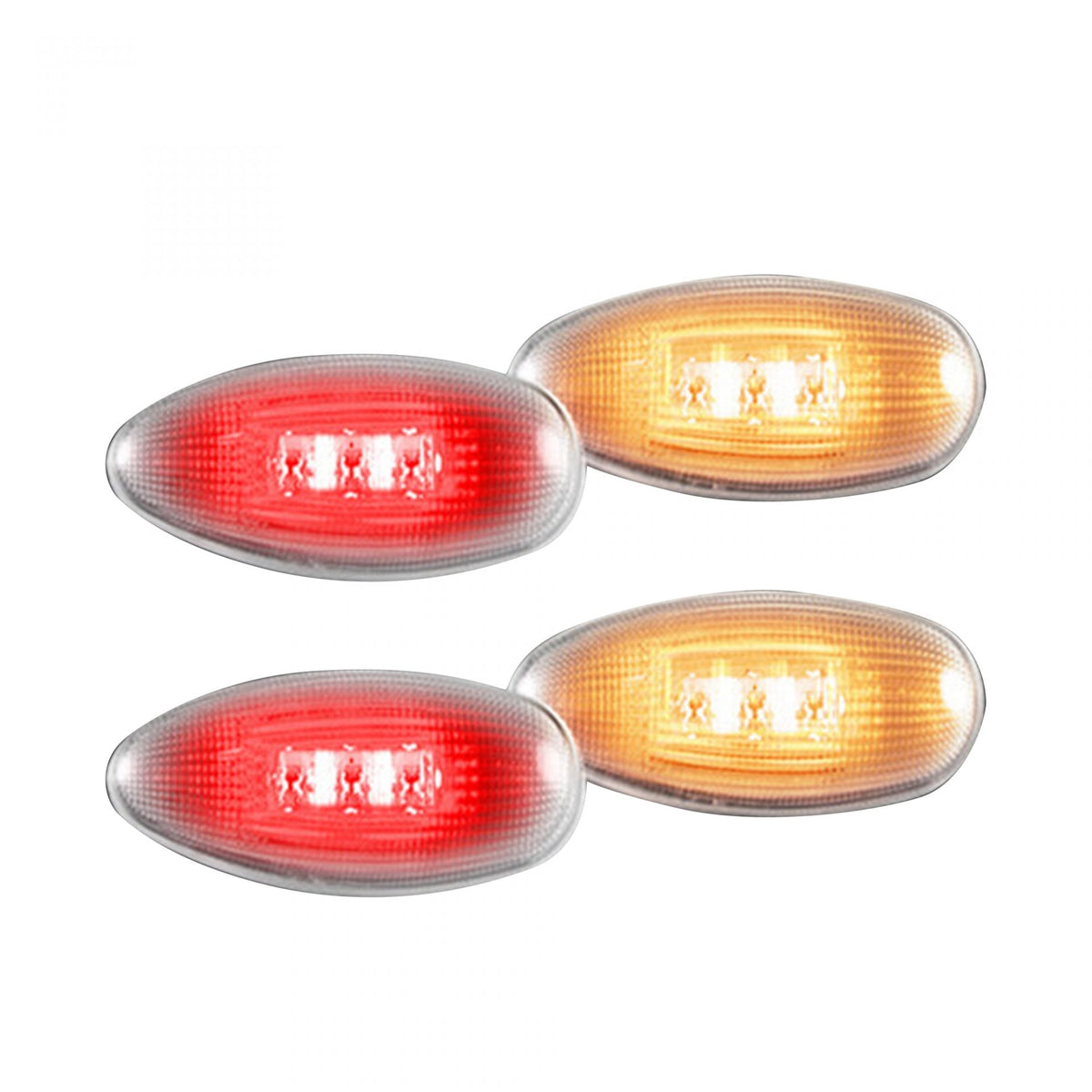 GMC Sierra & Chevy Silverado 99-14 Red & White Fender Light LED Clear w/ Chrome Trim
