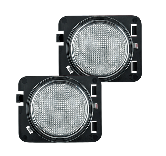 Jeep JK Wrangler 07-18 Round Front Fender Light Amber LED Clear