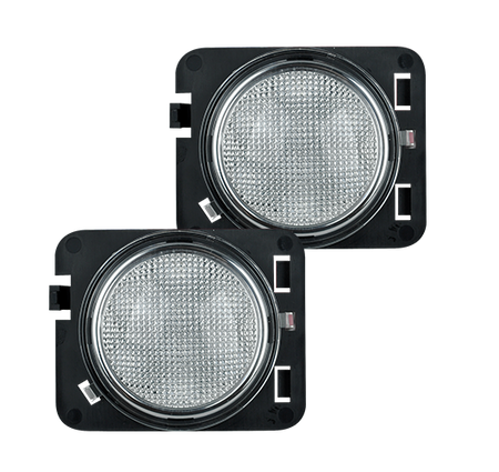 Jeep JK Wrangler 07-18 Round Front Fender Light Amber LED Clear