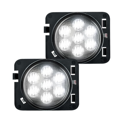 Jeep JK Wrangler 07-18 Round Front Fender Light White LED Clear