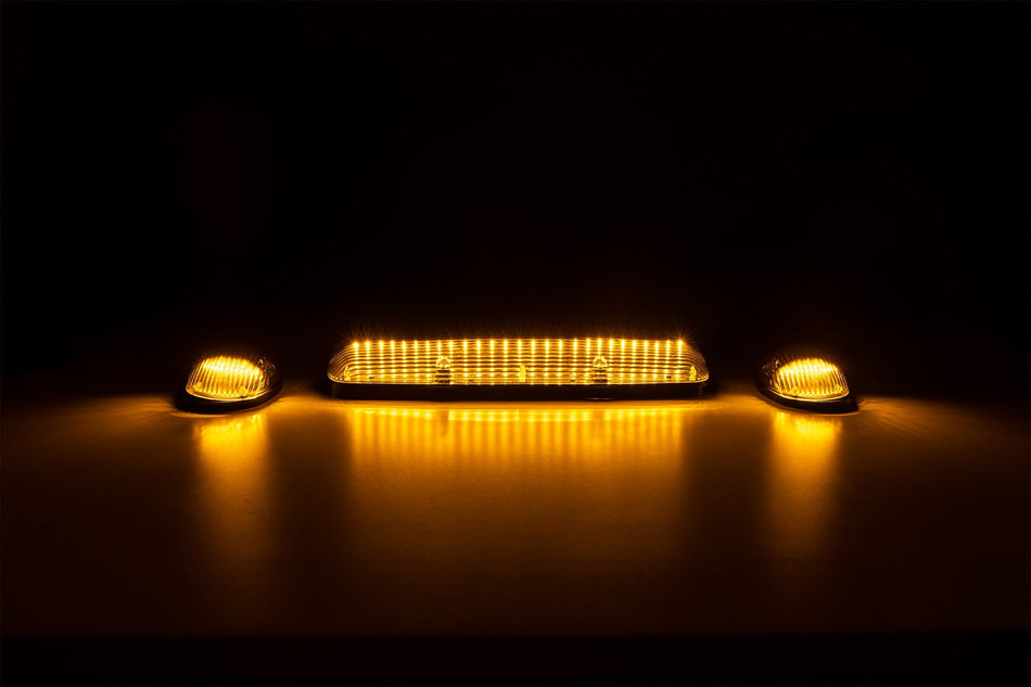 GMC & Chevy 02-07 (1st GEN Classic Body Style) Heavy-Duty (3-Piece Set) Clear Cab Roof Light Lens with RGB (Multi-Colored) High-Power LED's