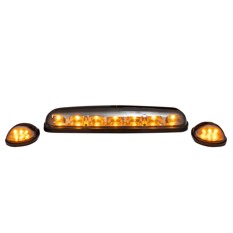 GMC & Chevy 02-07 3 Piece Cab Roof Light Set LED Clear Lens with Amber LEDs