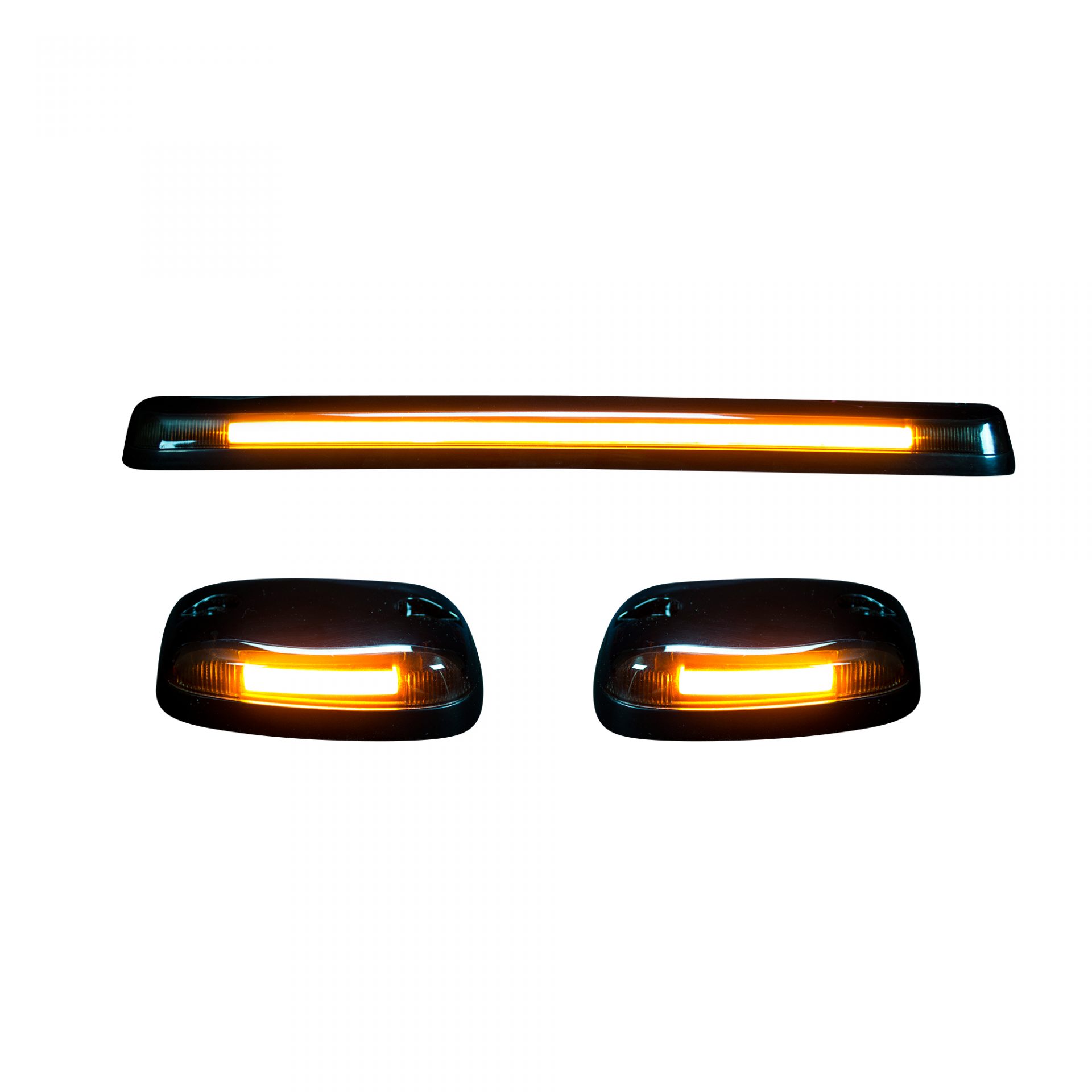 MC & Chevy 07-14 3 Piece Cab Roof Light Set OLED Smoked Lens in Amber