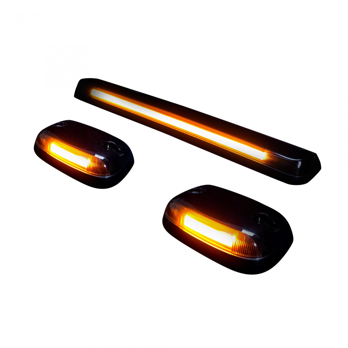 MC & Chevy 07-14 3 Piece Cab Roof Light Set OLED Smoked Lens in Amber