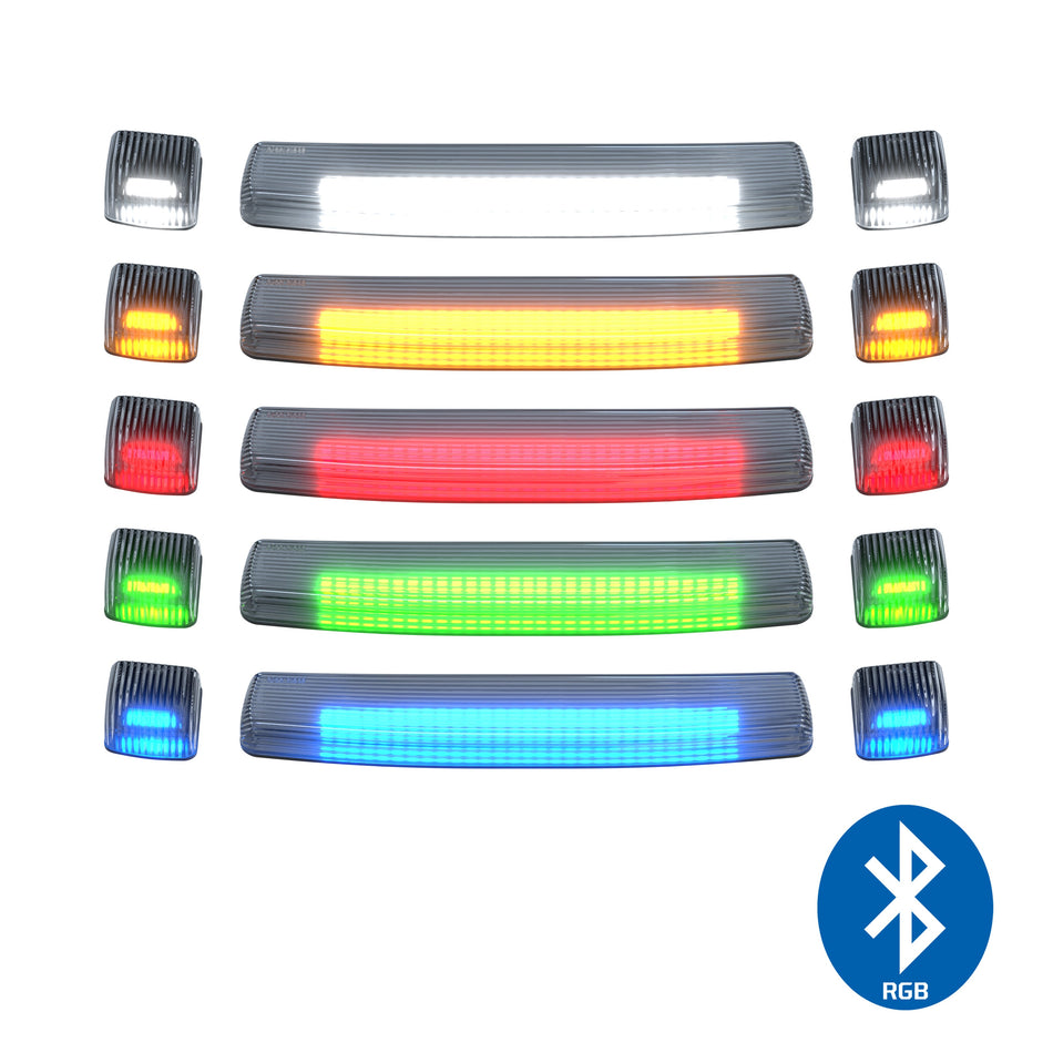 GMC & Chevy 15-19 (3rd GEN Body Style) Heavy-Duty (3-Piece Set) Clear Cab Roof Light Lens with RGB (Multi-Colored) High-Power LED's
