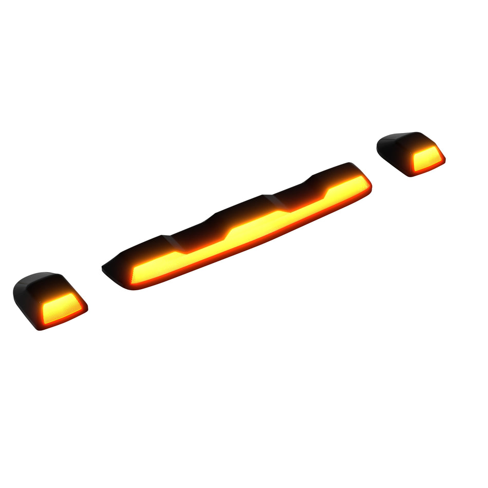 GMC & Chevy 20-24 (4th GEN Body Style) Heavy-Duty (3-Piece Set) Clear Cab Roof Light Lens with Amber LED’s - (Attn: This part is for trucks that DID NOT come with factory installed cab roof lights)