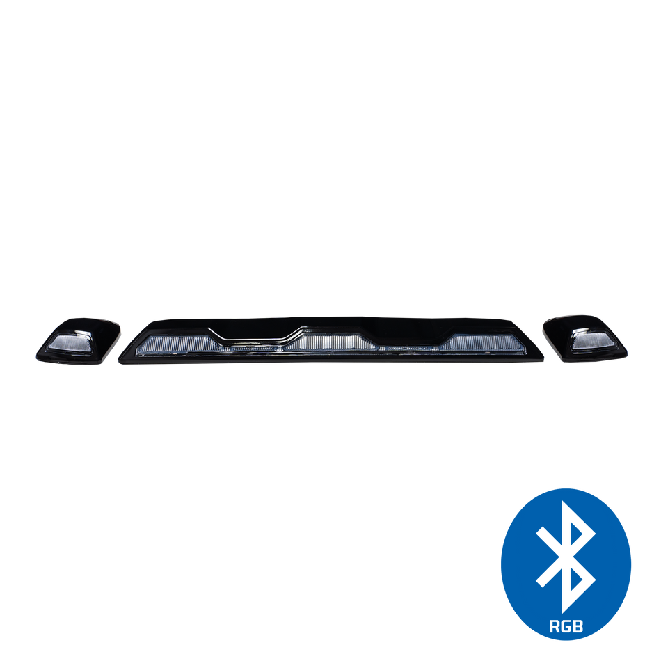 GMC & Chevy 20-24 (4th GEN Body Style) Heavy-Duty (3-Piece Set) Clear Cab Roof Light Lens with RGB (Multi-Colored) High-Power LED's - (Attn: This cab light kit replaces OEM factory installed cab roof lights)