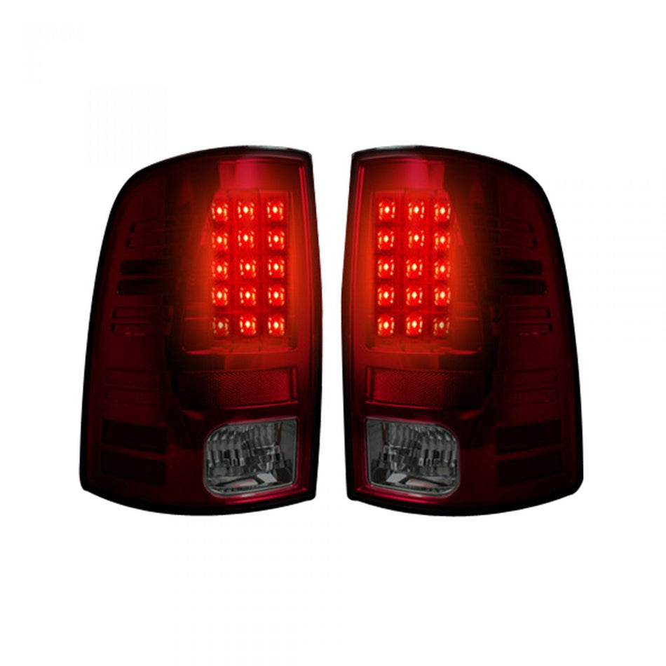 Dodge RAM 1500 09-18 (Replaces OEM Halogen ONLY) Tail Lights LED in Dark Red Smoked