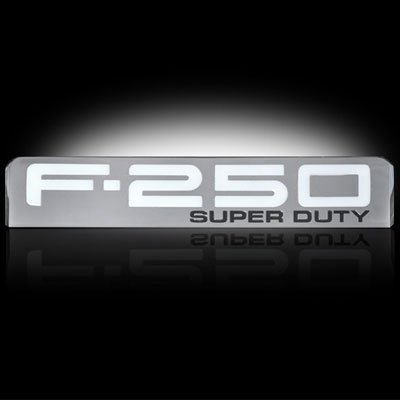 Ford F250 08-10 Illuminated Emblems Black Chrome in Amber, Red & White