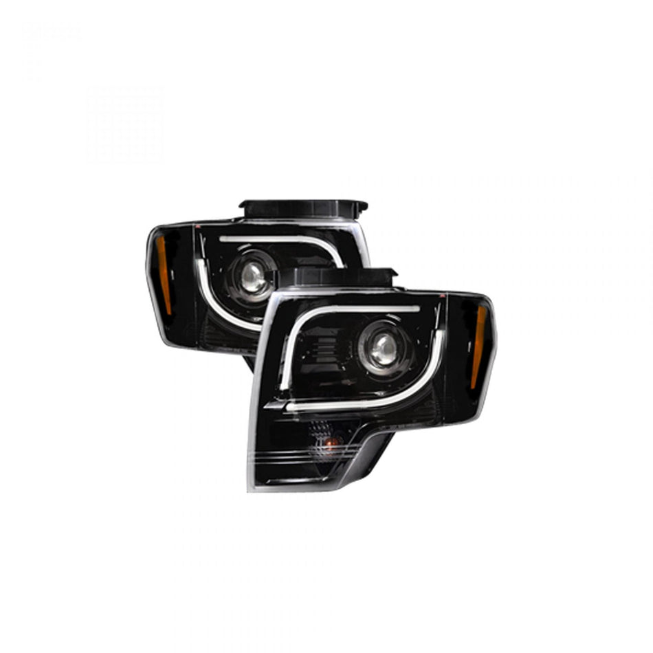 Ford F150 & Raptor 09-14 Projector Headlights OLED Halos & DRL Smoked/Black