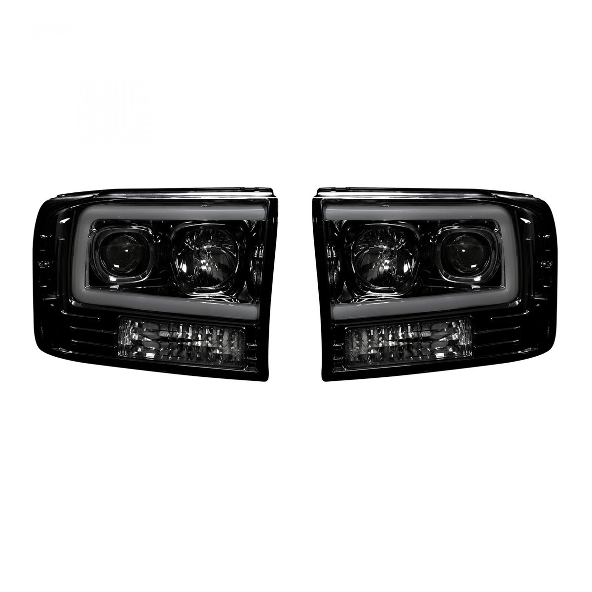 Ford Super Duty 99-04 Projector Headlights OLED Halos DRL Smoked/Black