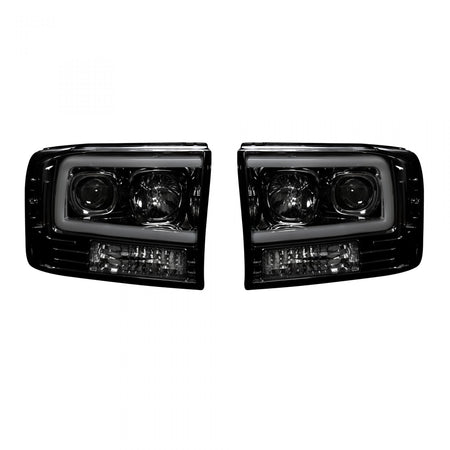 Ford Super Duty 99-04 Projector Headlights OLED Halos DRL Smoked/Black