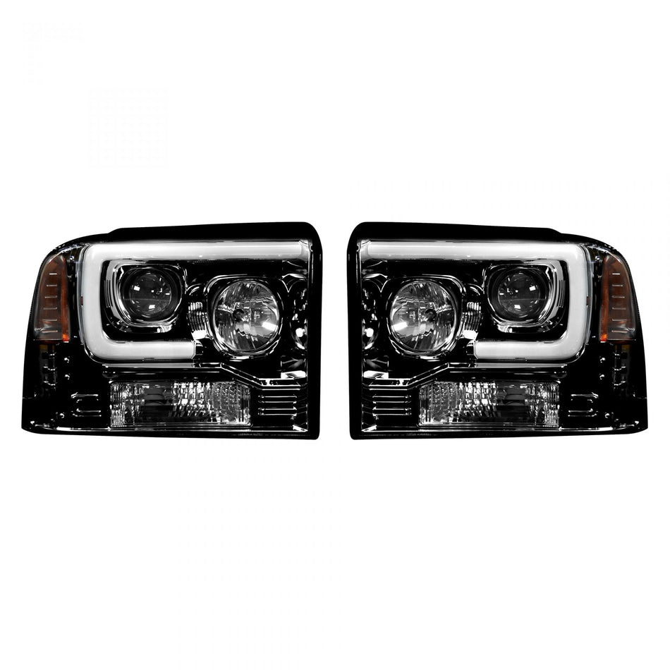 Ford Super Duty 05/07 Projector Headlights OLED Halos DRL Smoked/Black