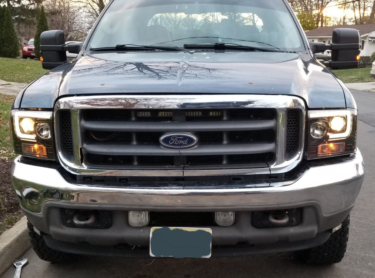 Ford Super Duty 99-04 Projector Headlights OLED Halos DRL Smoked/Black