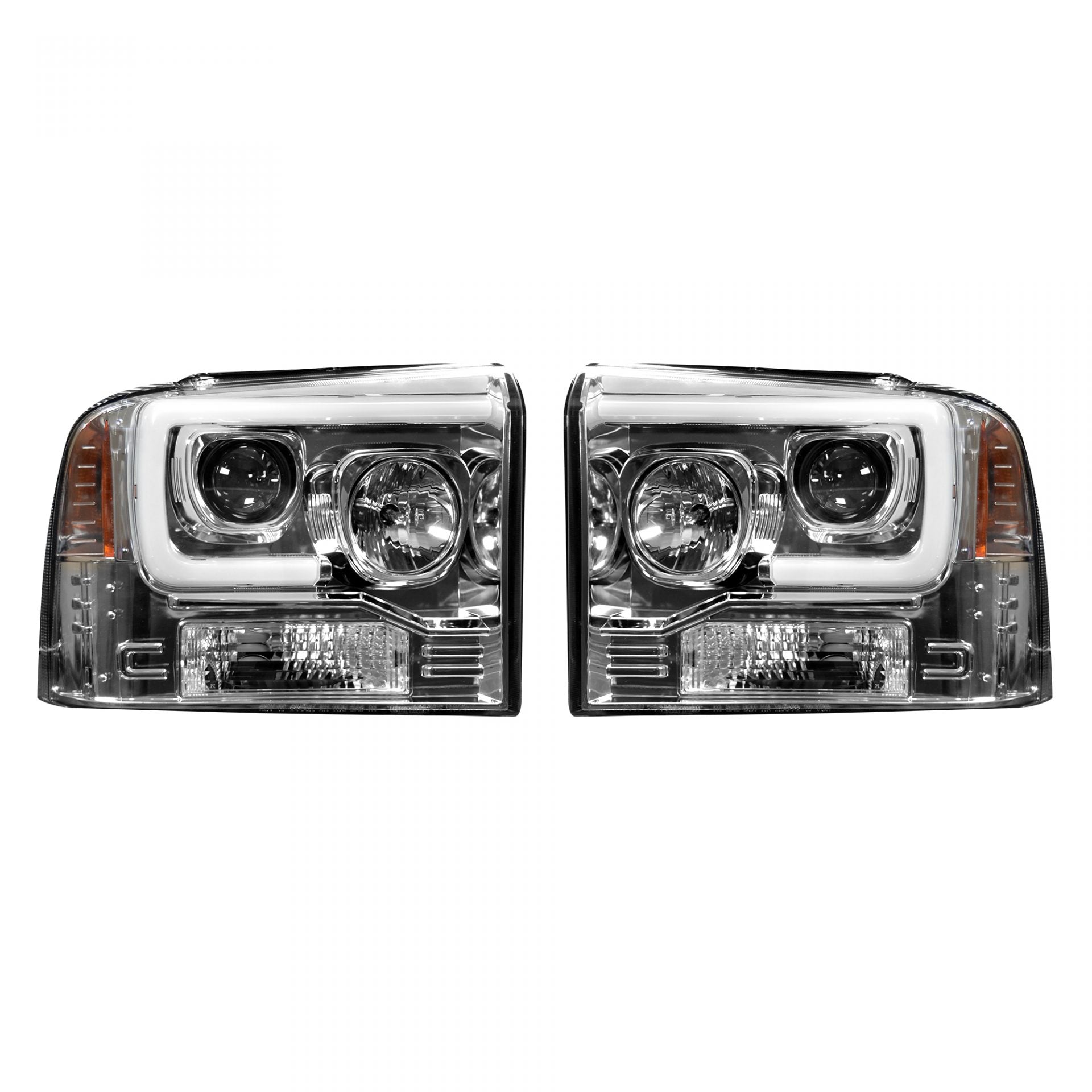 Ford Super Duty 05-07 Projector Headlights OLED Halos DRL Clear/Chrome