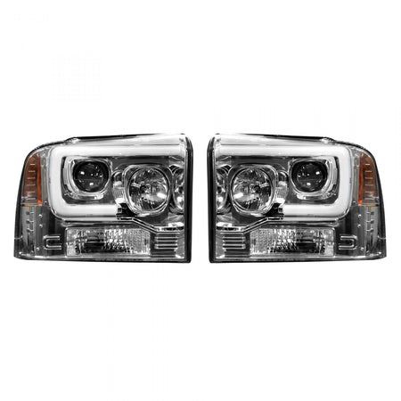 Ford Super Duty 05-07 Projector Headlights OLED Halos DRL Clear/Chrome