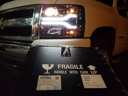 Chevy Silverado 07-13 Projector Headlights OLED Halos DRL Smoked/Black