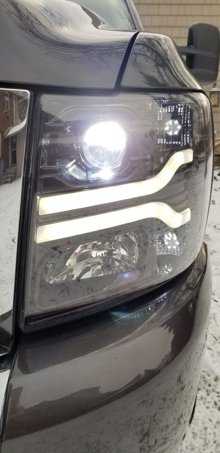 Chevy Silverado 07-13 Projector Headlights OLED Halos DRL Smoked/Black