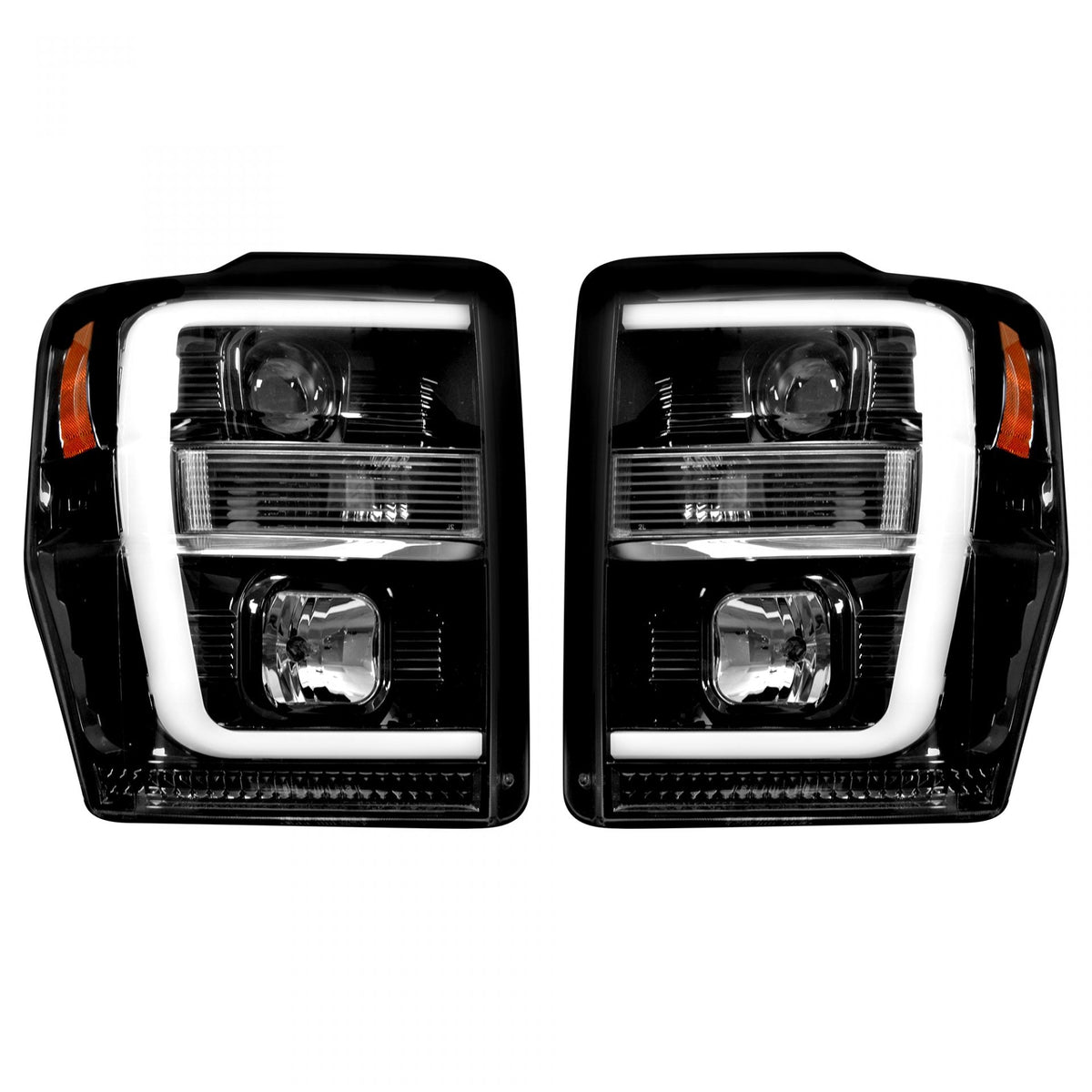 Ford Super Duty 08-10 Projector Headlights OLED Halos DRL Smoked/Black