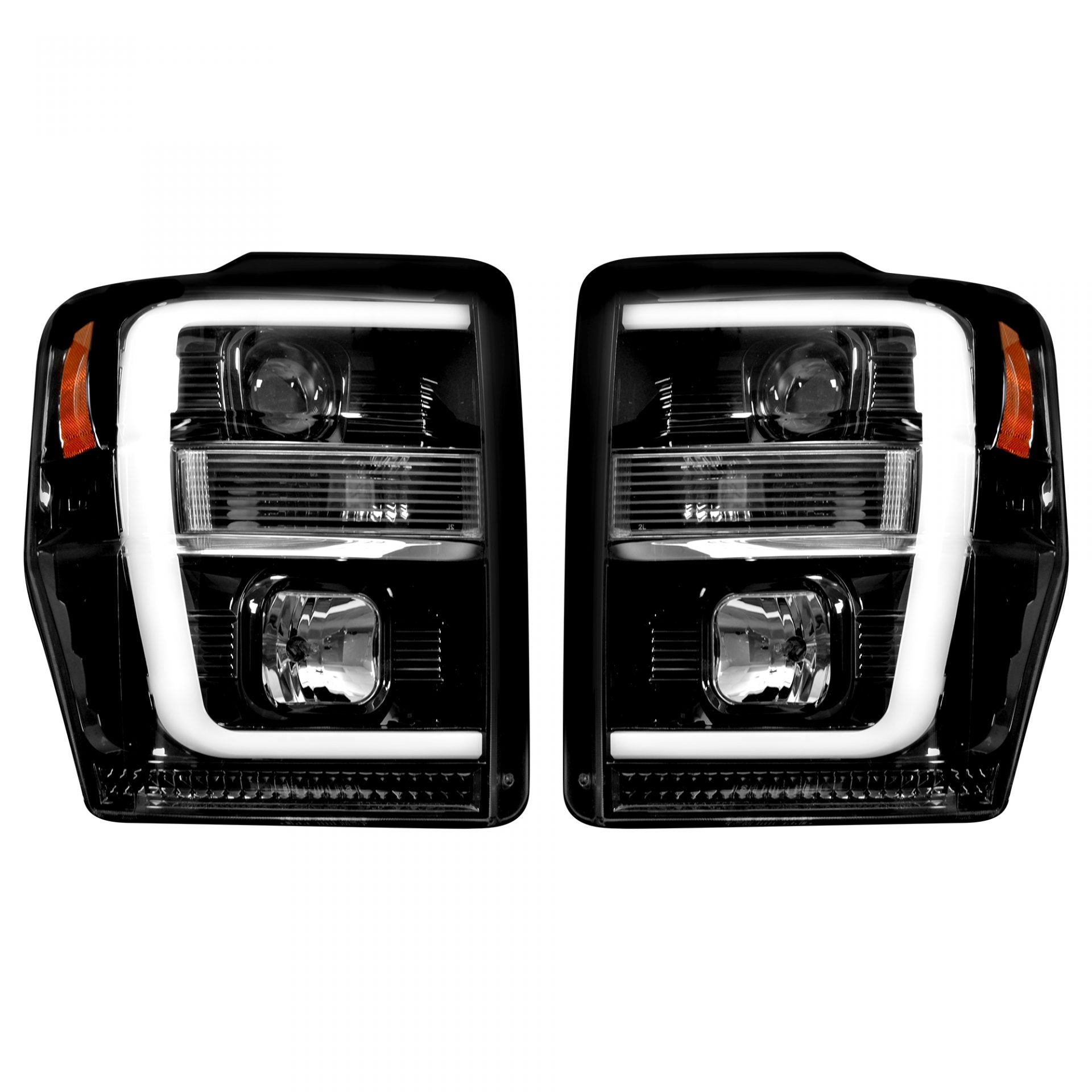 Ford Super Duty 08-10 Projector Headlights OLED Halos DRL Smoked/Black