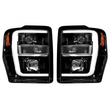 Ford Super Duty 08-10 Projector Headlights OLED Halos DRL Smoked/Black