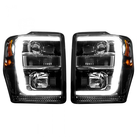 Ford Super Duty 08-10 Projector Headlights OLED Halos DRL Smoked/Black