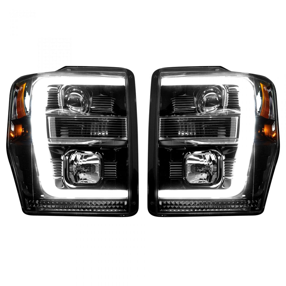 Ford Super Duty 08-10 Projector Headlights OLED Halos DRL Smoked/Black