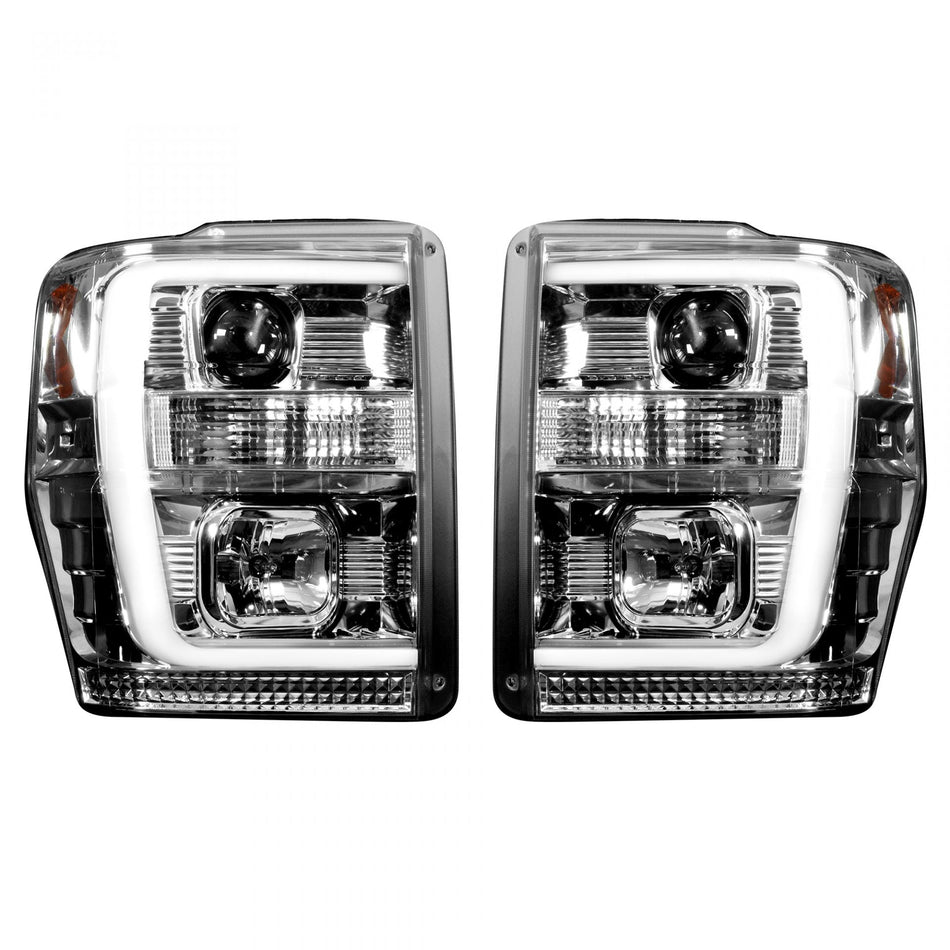 Ford Super Duty 08-10 Projector Headlights OLED Halos DRL Clear/Chrome