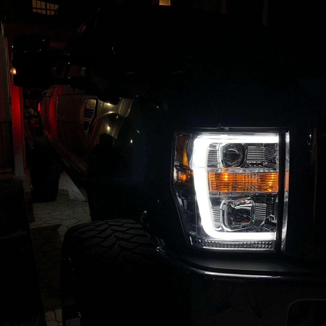 Ford Super Duty 05/07 Projector Headlights OLED Halos DRL Smoked/Black