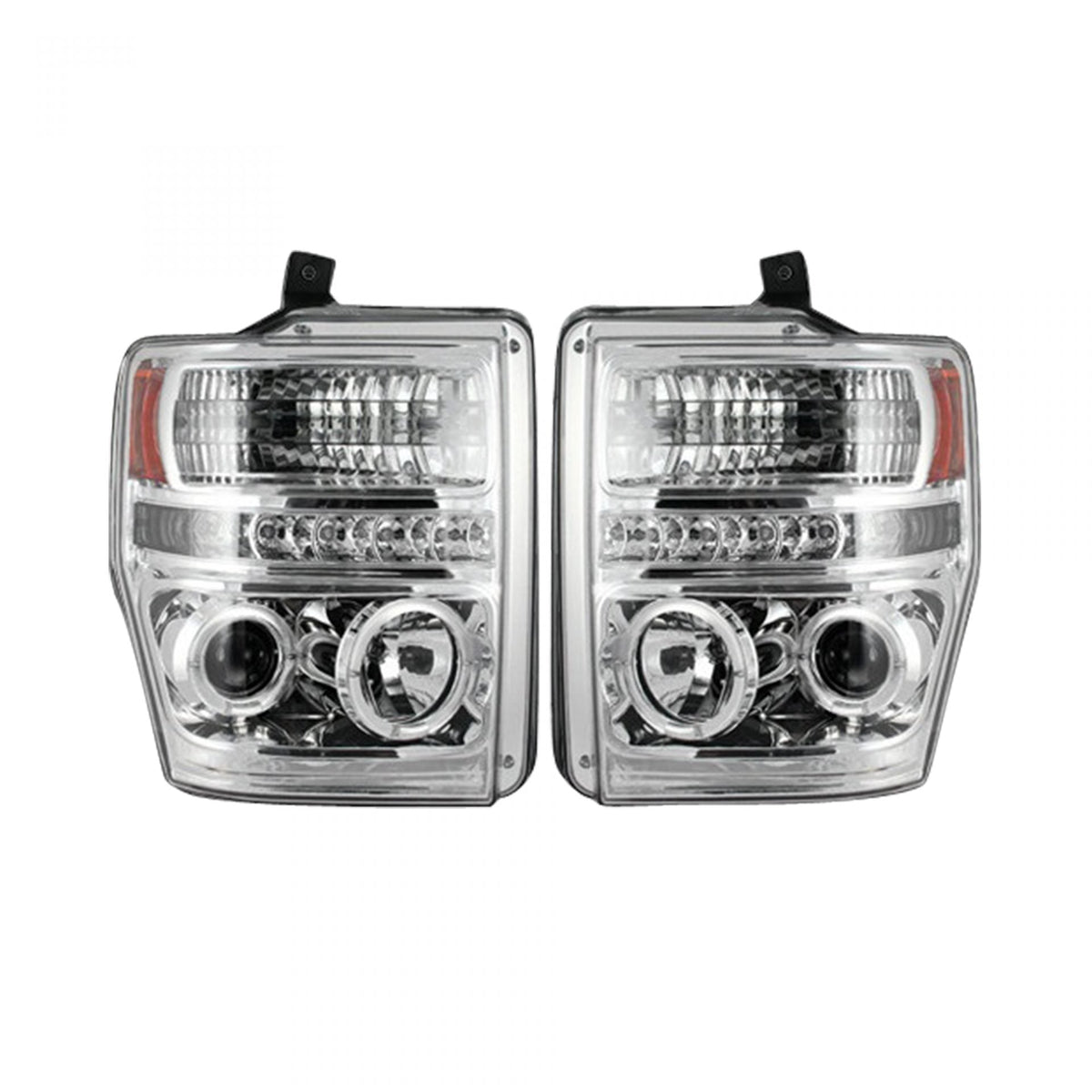 Ford Super Duty 08-10 Projector Headlights in Clear/Chrome