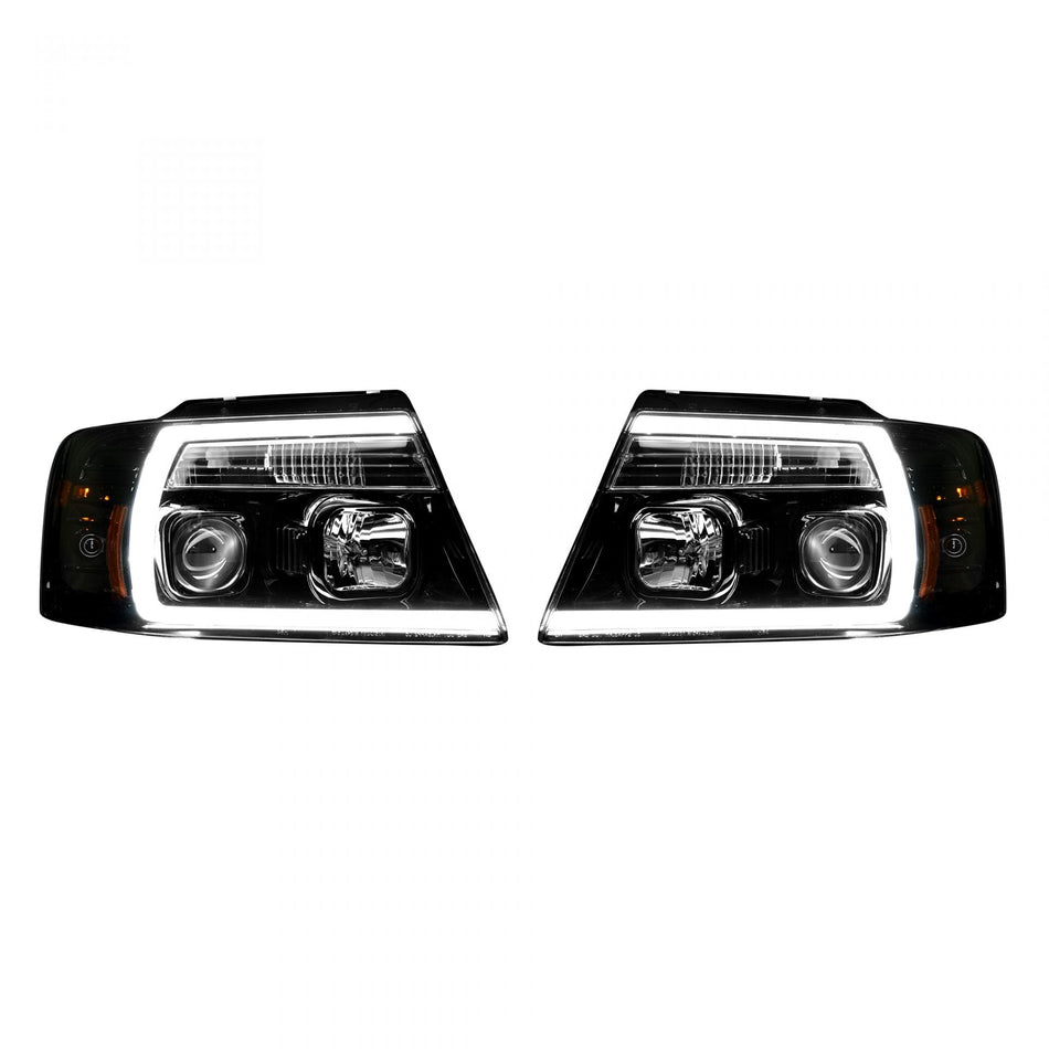 Ford F150 04-08 Projector Headlights OLED Halos & DRL in Smoked/Black