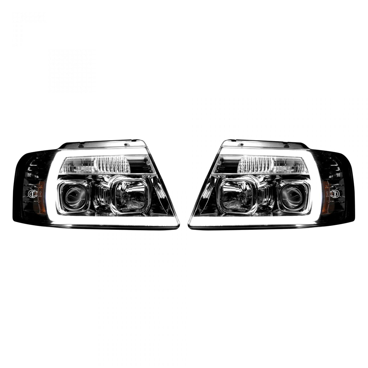 Ford F150 04-08 Projector Headlights OLED Halos & DRL in Clear/Chrome
