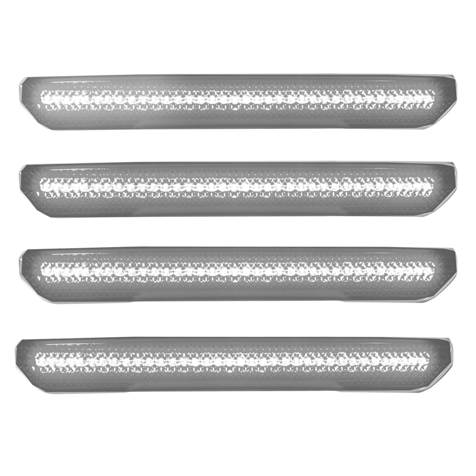 GMC 20-24 Sierra HD (4th GEN) Fender Lenses (4-Piece Set) w/ 4 White LED Lights (Attn: Fits All Single-Wheel HD & Dually Trucks) - Smoked Lens w/ Black Trim