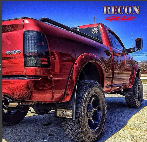 Dodge RAM 1500/2500/3500 13-18 (Replaces OEM LED) Tail Lights LED in Dark Red Smoked