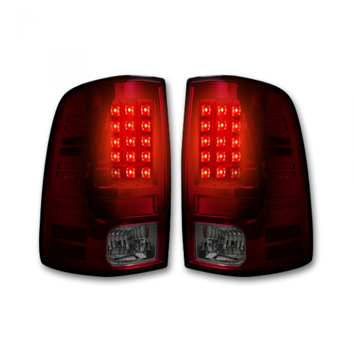 Dodge RAM 1500/2500/3500 13-18 (Replaces OEM LED) Tail Lights LED in Dark Red Smoked