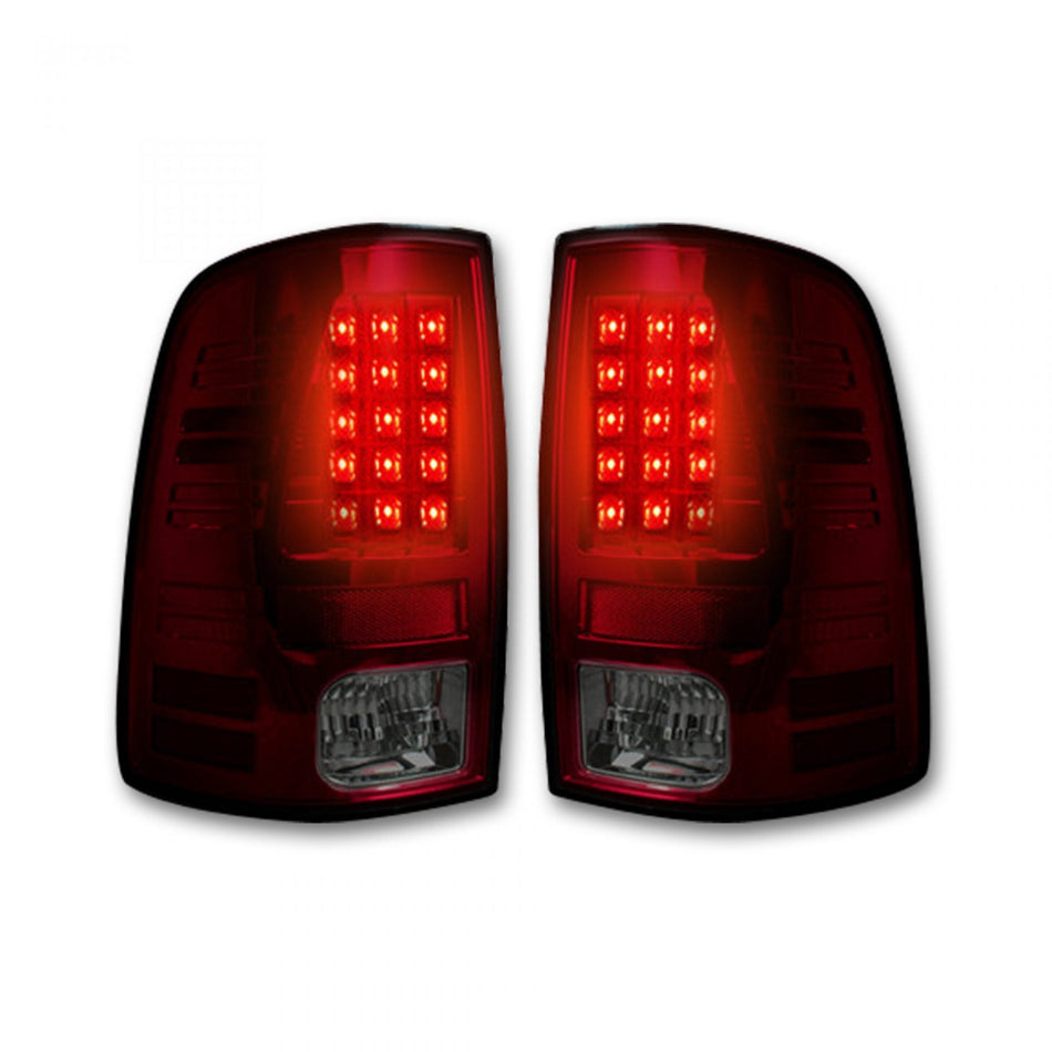 Dodge RAM 1500/2500/3500 13-18 (Replaces OEM LED) Tail Lights LED in Dark Red Smoked