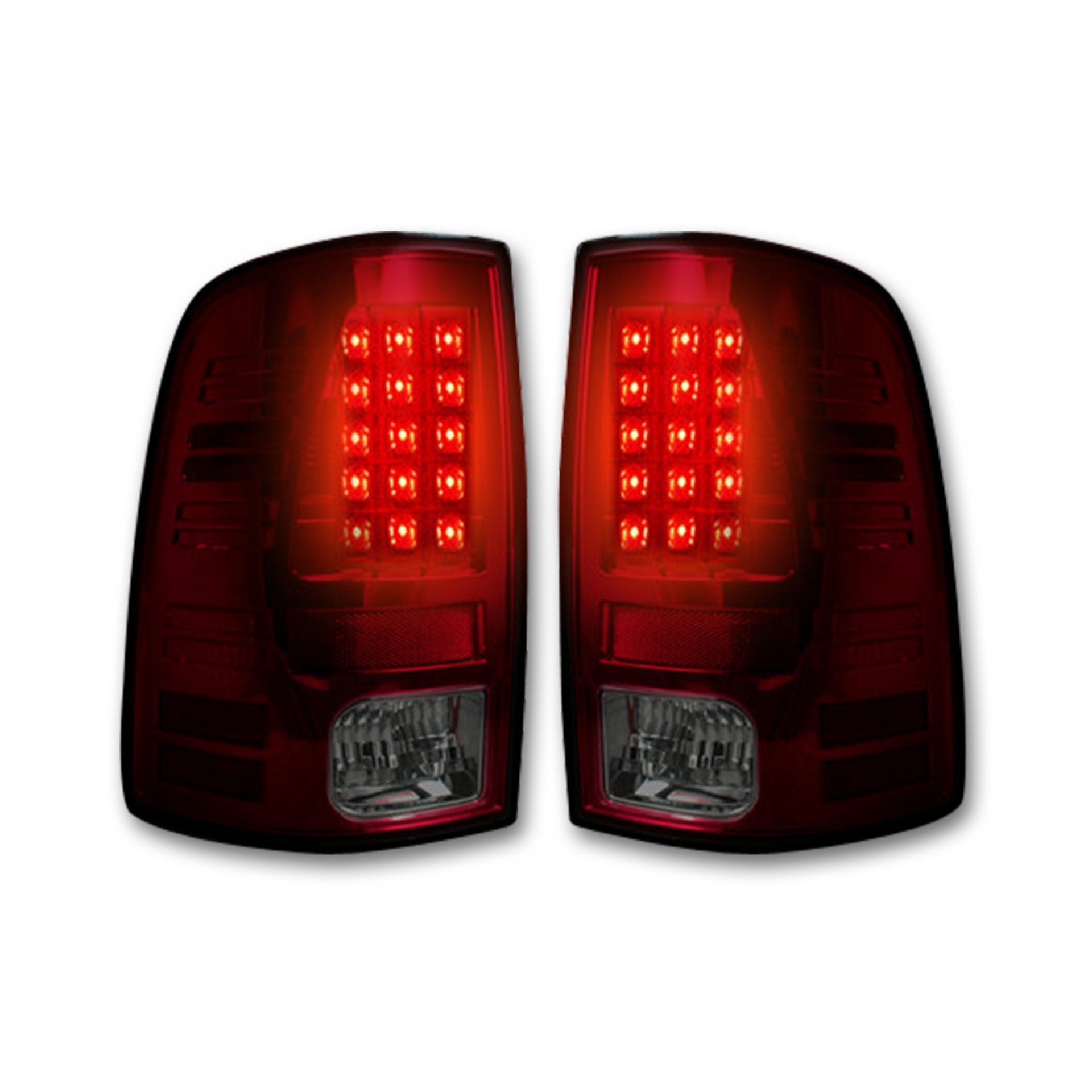 Dodge RAM 1500/2500/3500 13-18 (Replaces OEM LED) Tail Lights LED in Dark Red Smoked