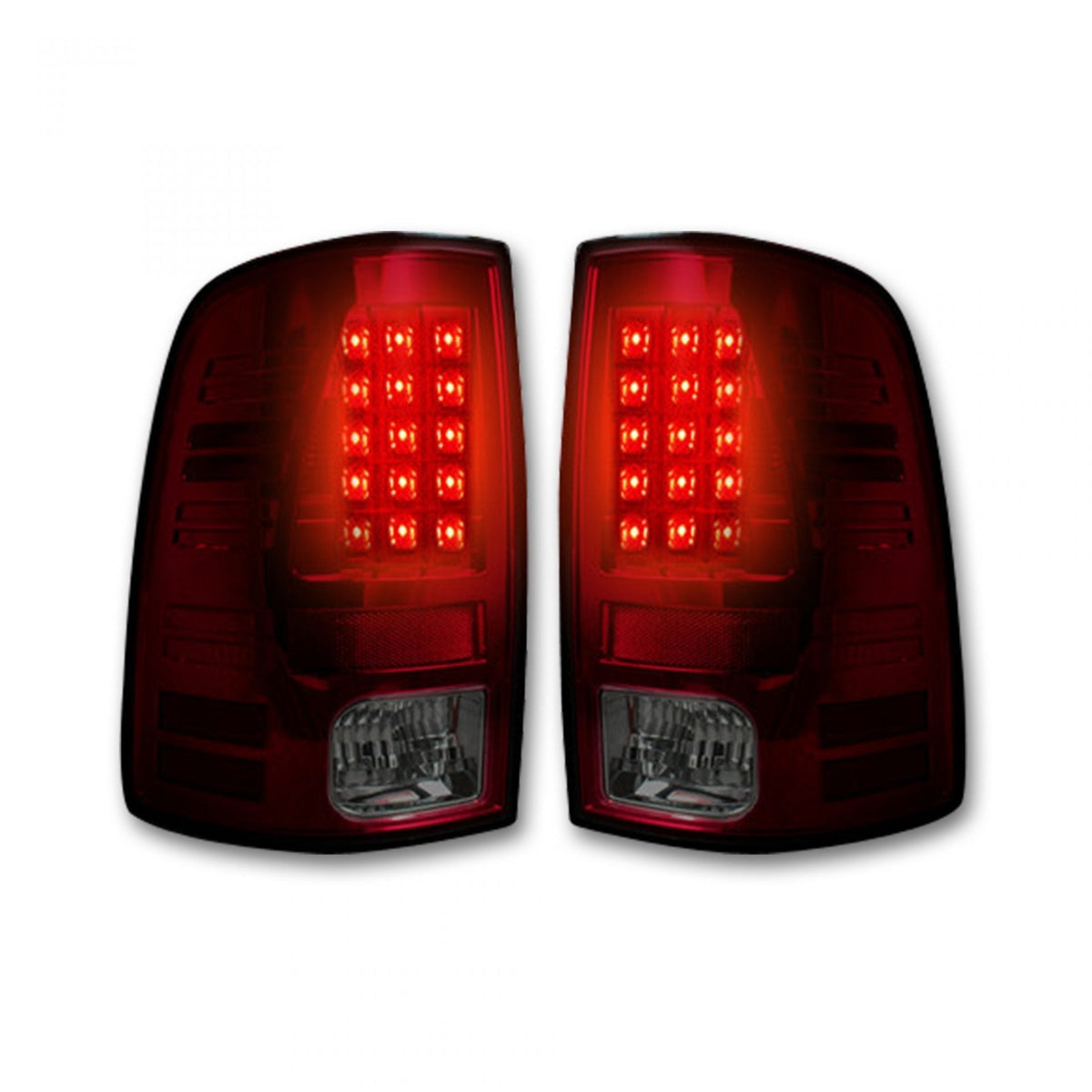 Dodge RAM 1500/2500/3500 13-18 (Replaces OEM LED) Tail Lights LED in Dark Red Smoked