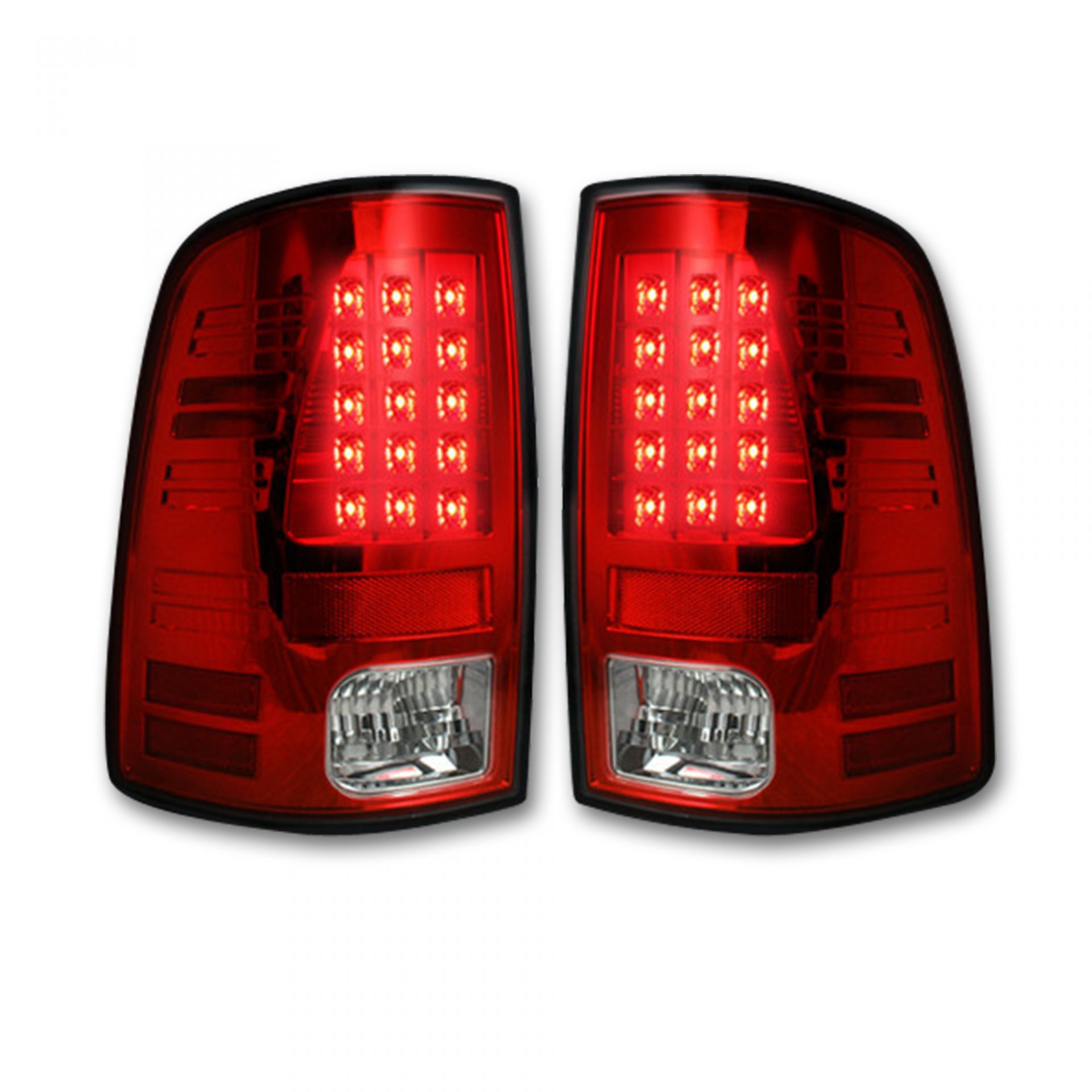 Dodge RAM 1500/2500/3500 13-18 (Replaces OEM LED) Tail Lights LED in Dark Red Smoked