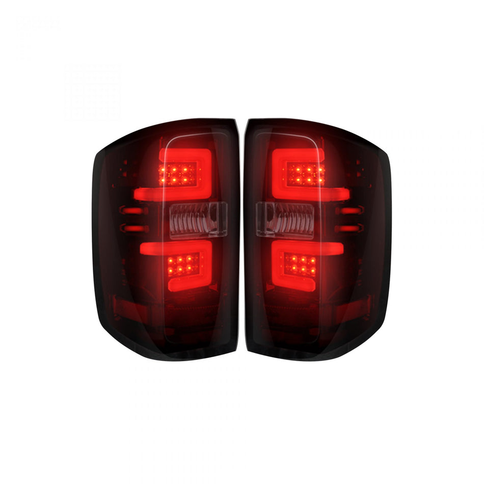Chevy Silverado 1500 14-18 & 2500/3500 14-19 Replaces OEM Halogen Tail Lights OLED Dark Red Smoked
