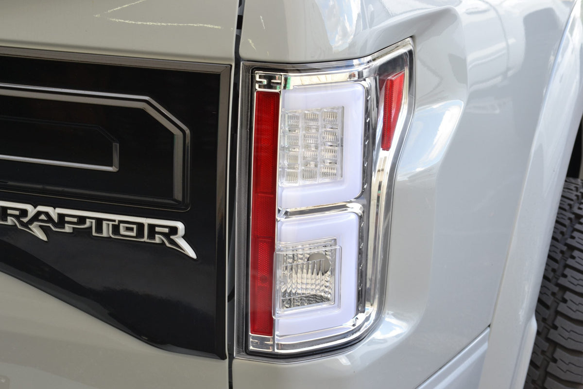 Ford F150 15-17 (Replaces OEM Halogen Style Tail Lights) LED TAIL LIGHTS - Clear Lens