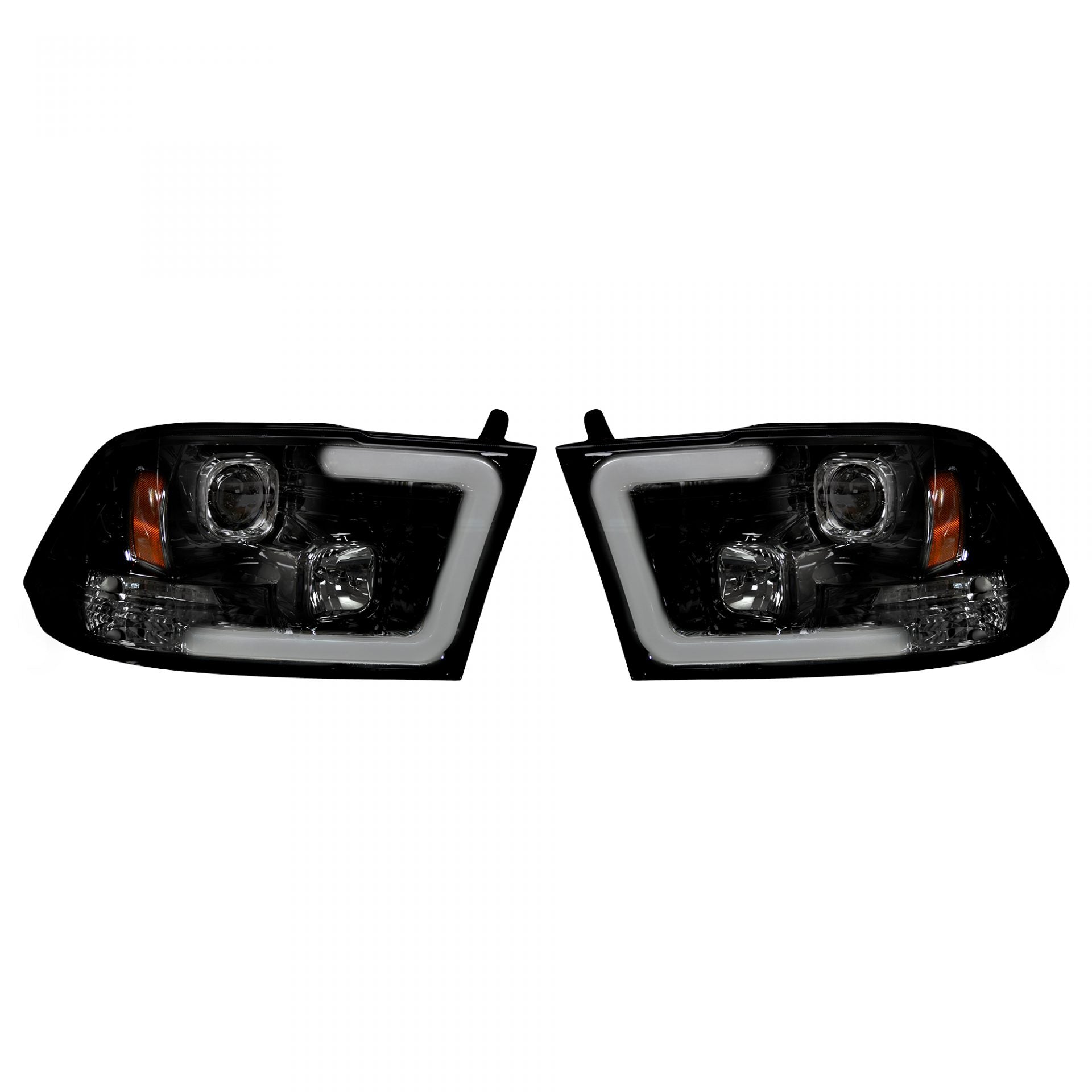 Dodge RAM 1500 09-19 & 2500/3500 10-18 Projector Headlights OLED Halos & DRL Smoked/Black