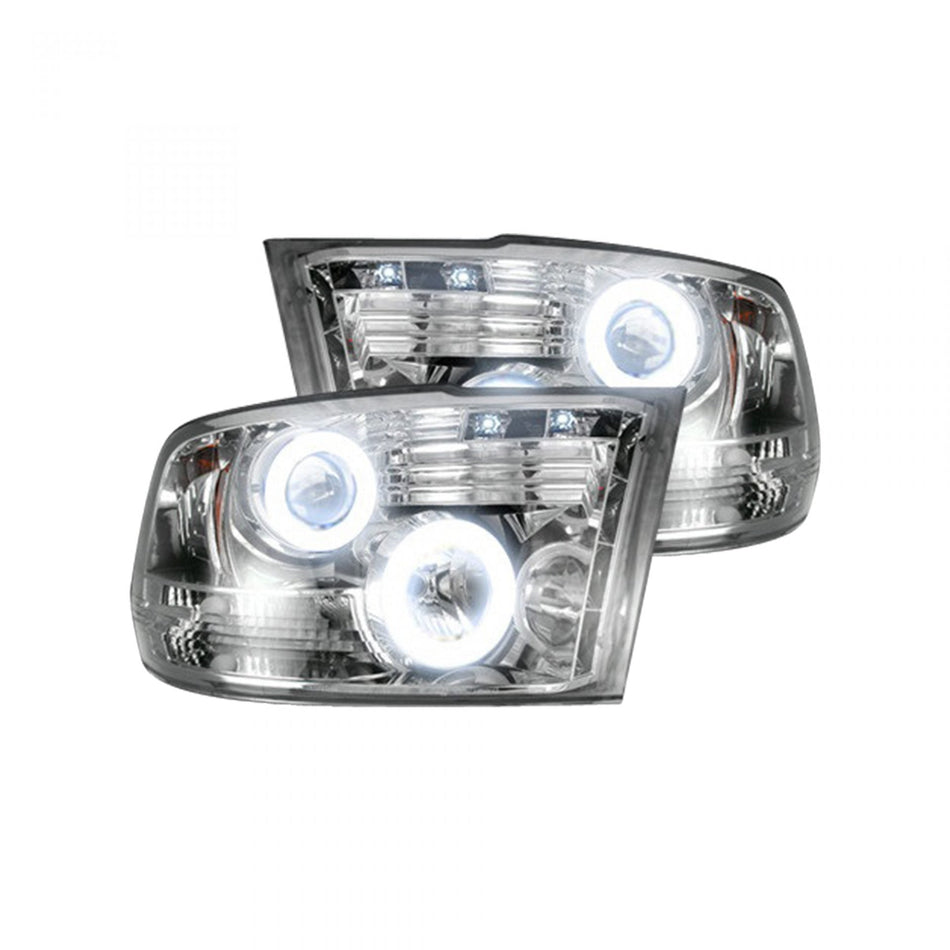 Dodge RAM 1500 09-19 & 2500/3500 10-18 Projector Headlights CCFL Halos & DRL Smoked/BlackDodge RAM 1500 09-19 & 2500/3500 10-18 Projector Headlights CCFL Halos & DRL Clear/Chrome