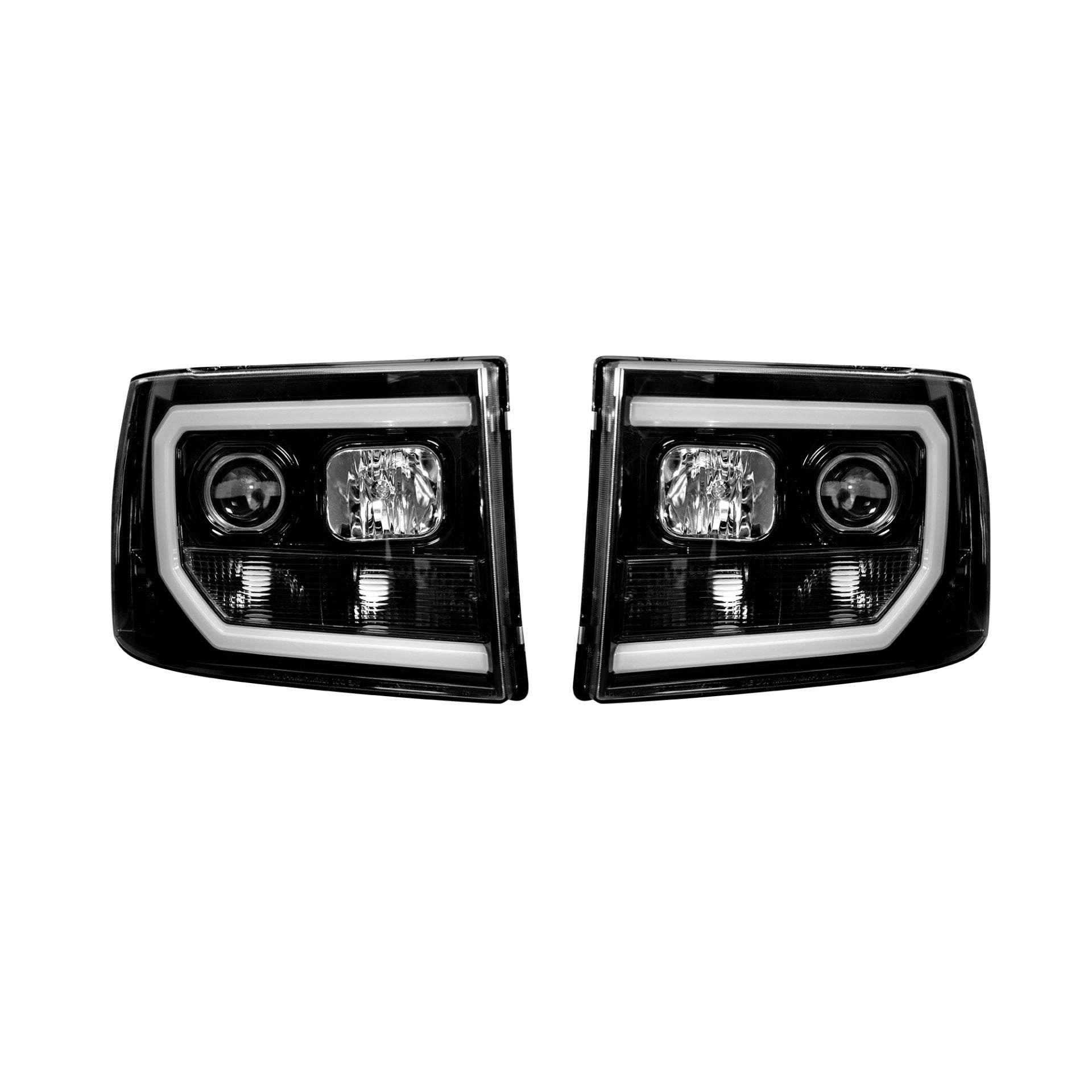 GMC Sierra 07-13 Projector Headlights OLED Halos & DRL Smoked/Black