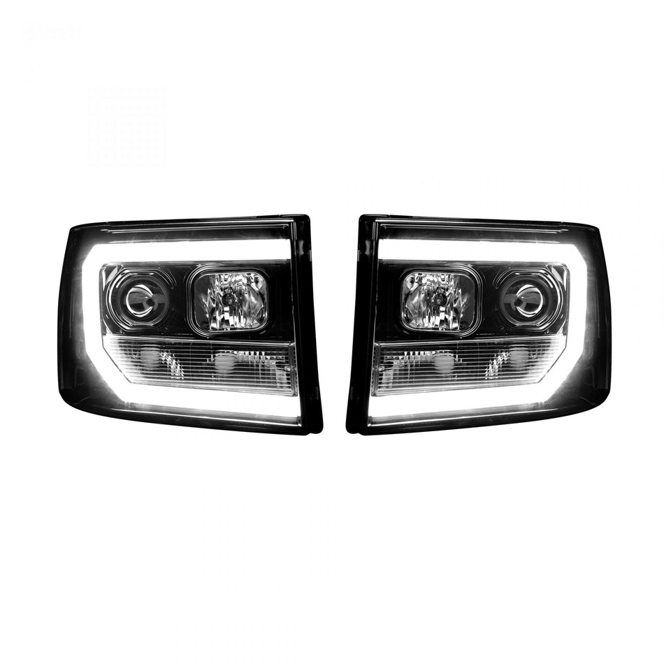 GMC Sierra 07-13 Projector Headlights OLED Halos & DRL Smoked/Black