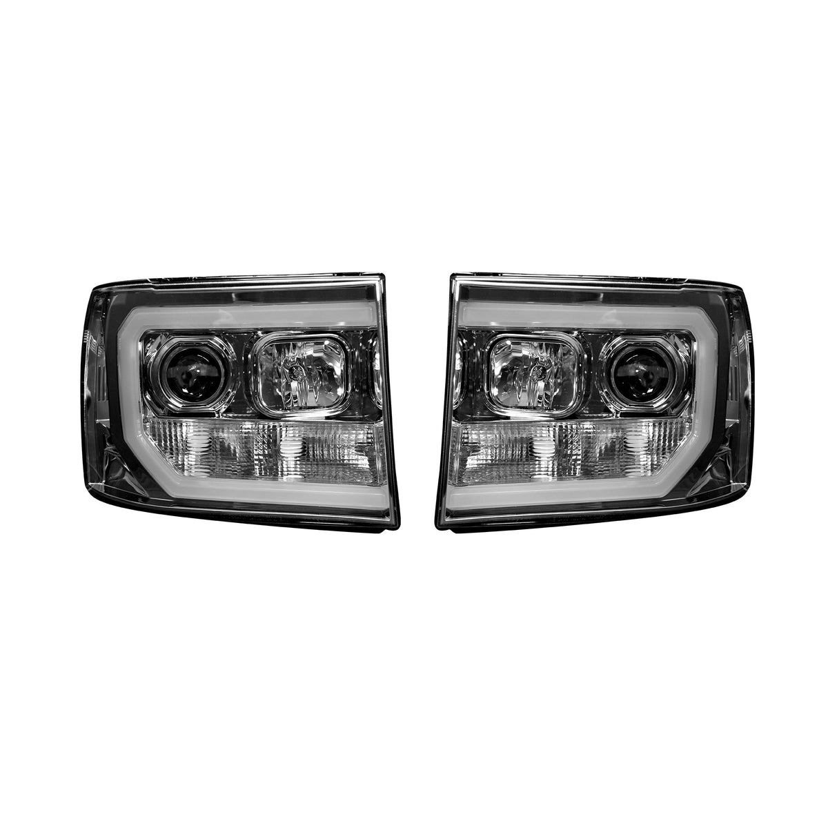 GMC Sierra 07-13 Projector Headlights OLED Halos & DRL Clear/Chrome